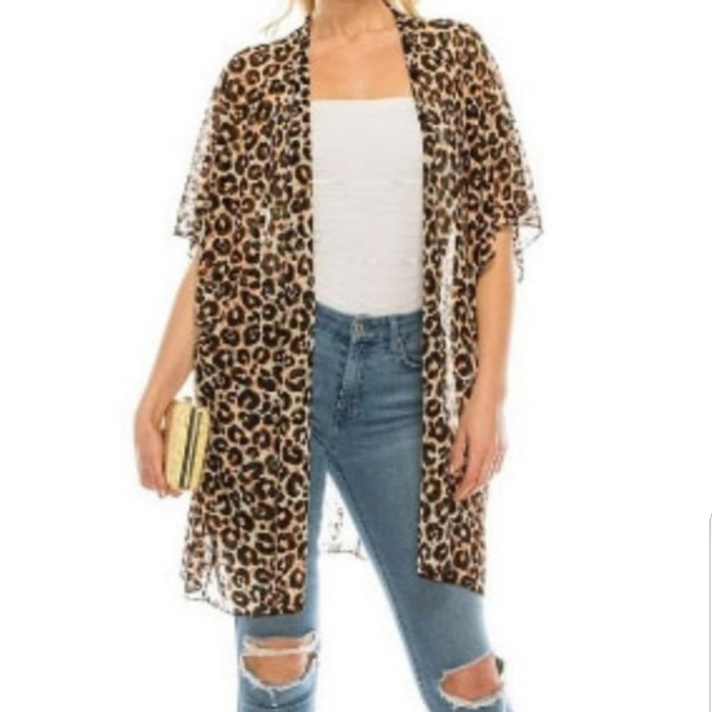 Lightweight Brown Animal Print Open Cardigan